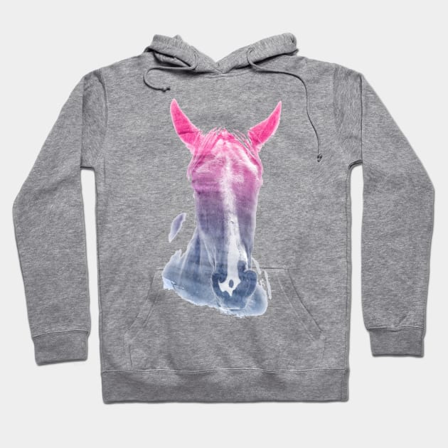 Horse Superimposed Watercolor Hoodie by deificusArt